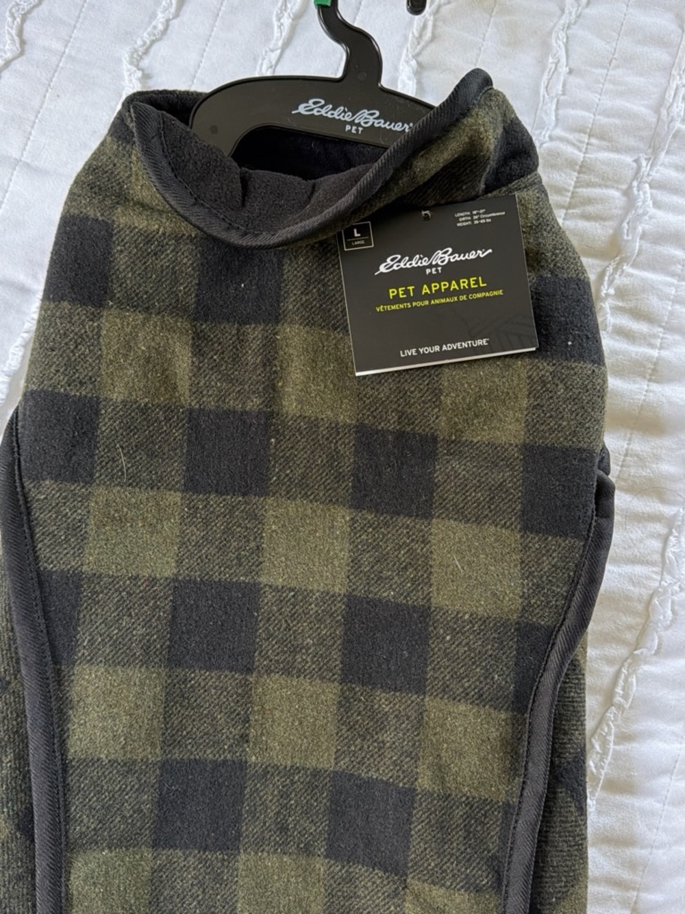 Eddie Bauer Olive Green and Black Plaid Dog Vest